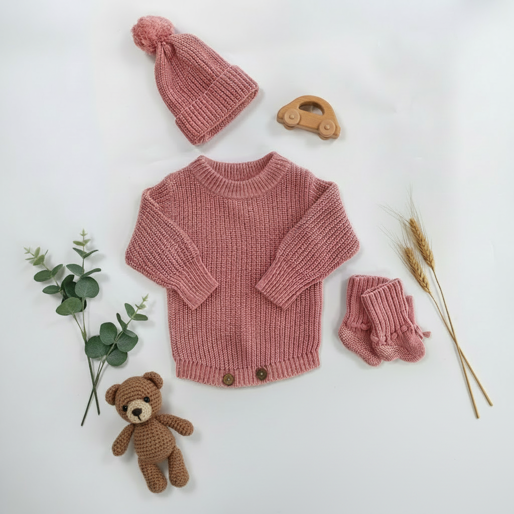 Conjunto de Pelele Para Bebé con Nombre Bordado Personalizado Tejido 100% Agodón