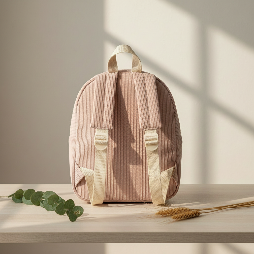 Mochila Infantil de Pana con Lindo Oso Personalizable