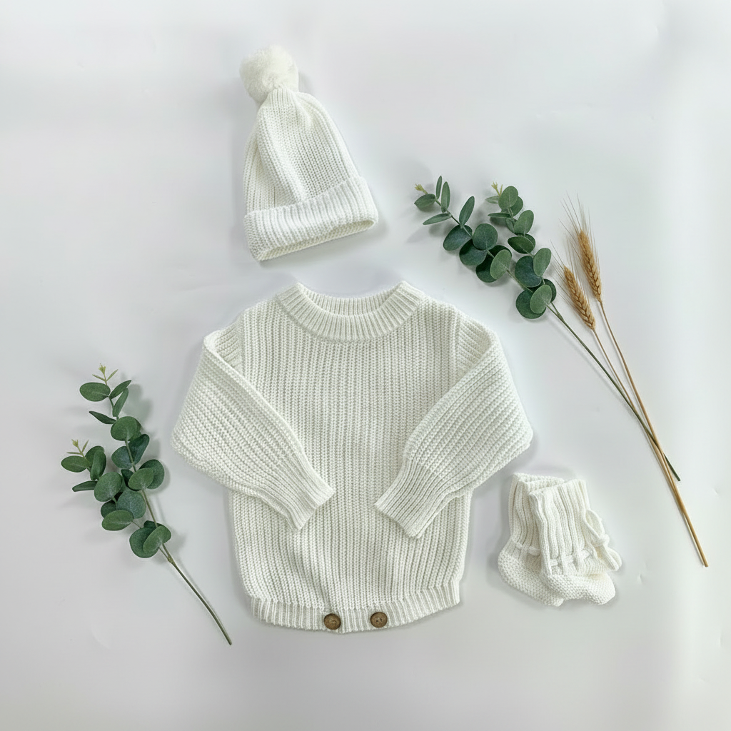 Conjunto de Pelele Para Bebé con Nombre Bordado Personalizado Tejido 100% Agodón