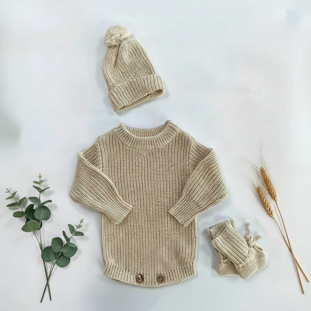 Conjunto de Pelele Para Bebé con Nombre Bordado Personalizado Tejido 100% Agodón