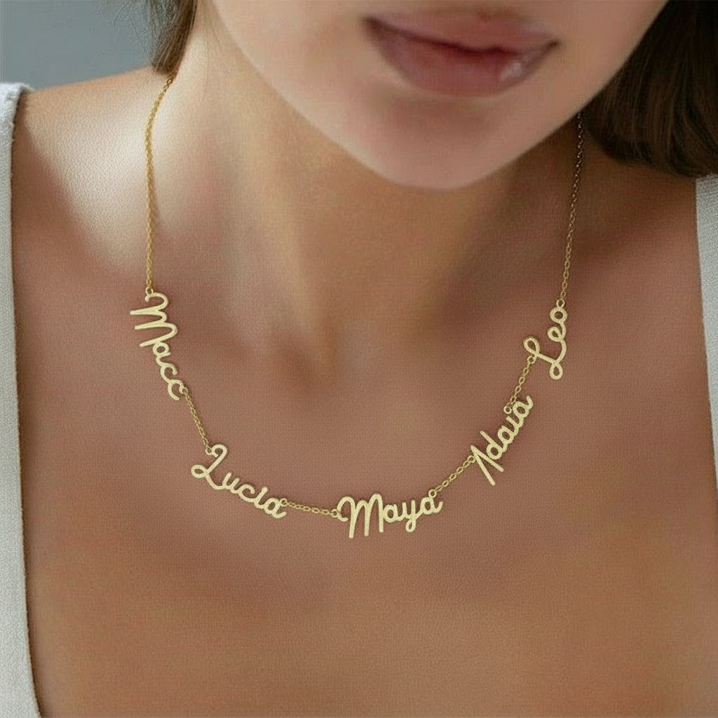 Collar de Mamá, Nombres de tus Hijos Grabados con Amor