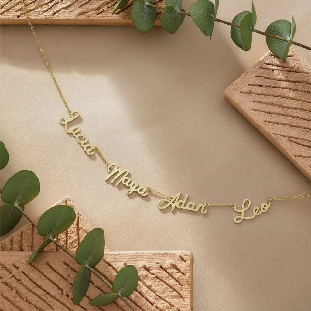Collar de Mamá, Nombres de tus Hijos Grabados con Amor