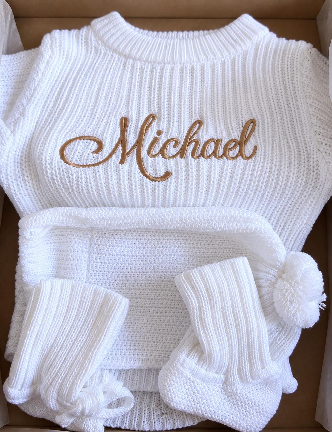 Conjunto de pelele blanco personalizado para bebé Michael